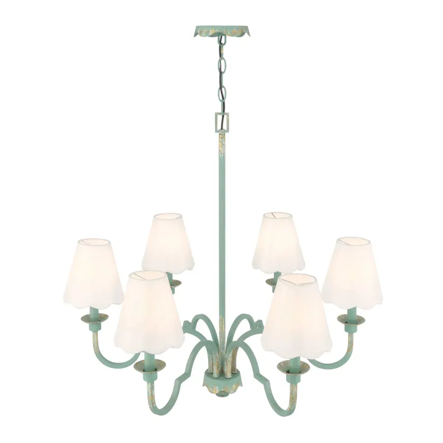 Golden Lighting Cheshire 6-Light Chandelier in Antique Teal - Image 4