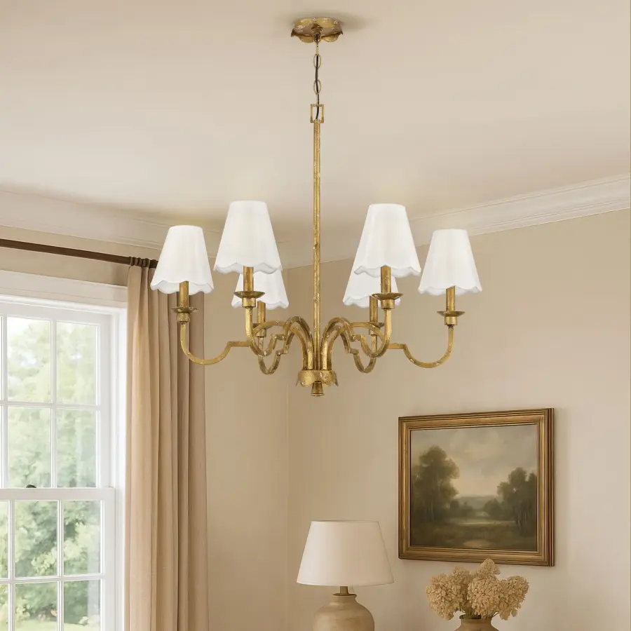 Golden Lighting Cheshire 6-Light Chandelier in Vintage Gold - Image 2