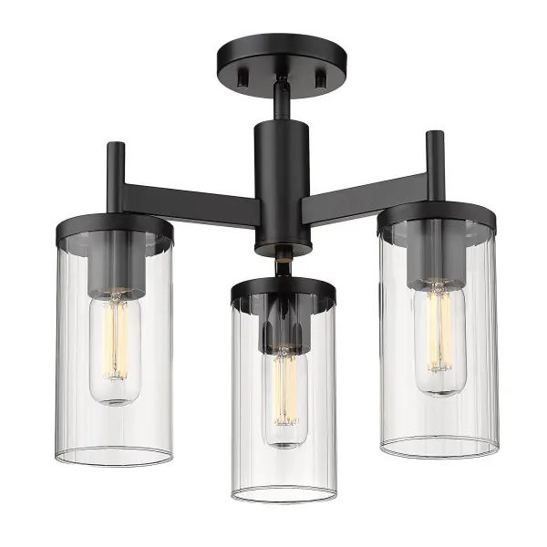 Golden Lighting Winslett 3-Light Semi-Flush Mount in Matte Black - Image 1