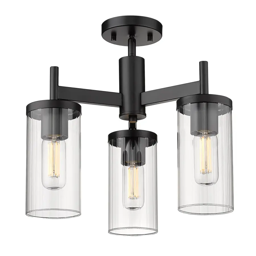 Golden Lighting Winslett 3-Light Semi-Flush Mount in Matte Black - Image 1