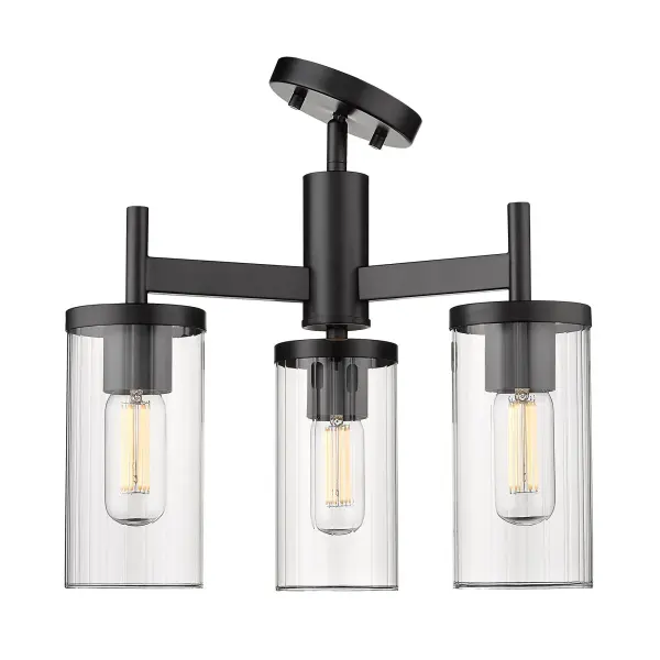 Golden Lighting Winslett 3-Light Semi-Flush Mount in Matte Black - Image 2