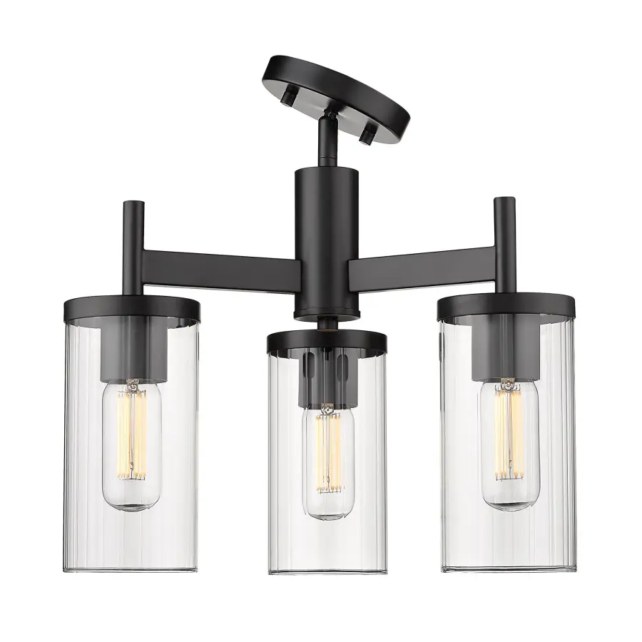 Golden Lighting Winslett 3-Light Semi-Flush Mount in Matte Black - Image 2