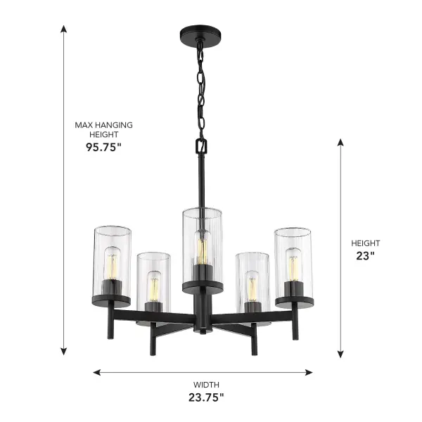 Golden Lighting Winslett 5-Light Chandelier in Matte Black - Image 6