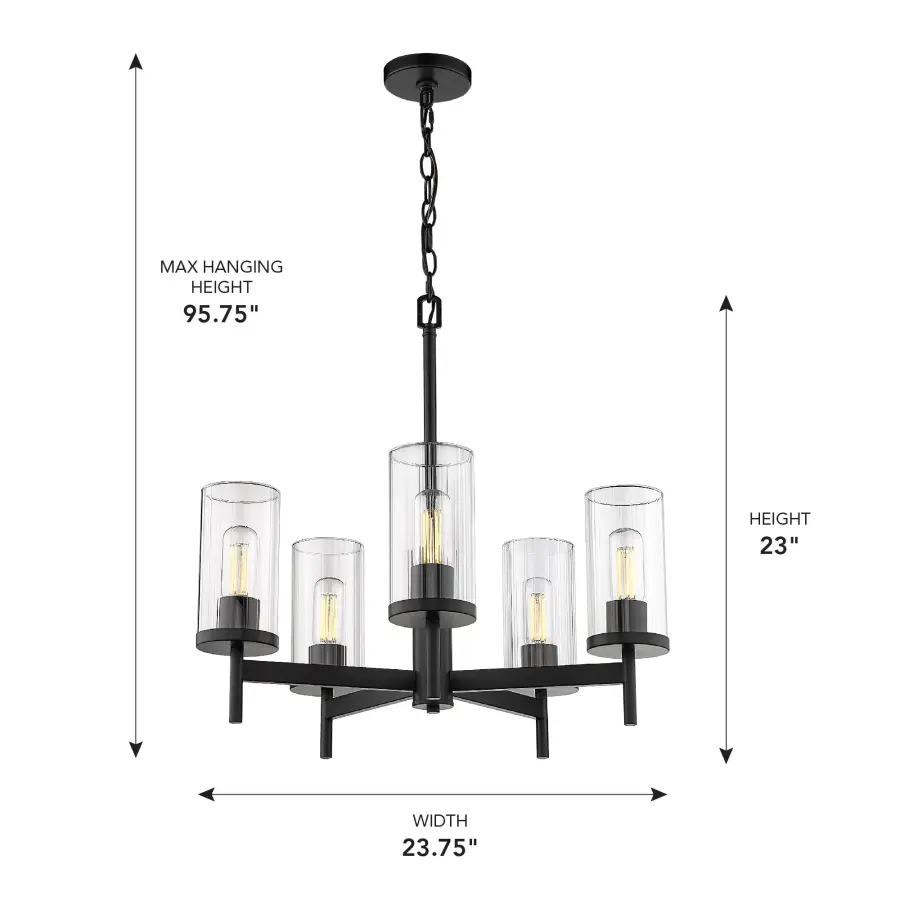 Golden Lighting Winslett 5-Light Chandelier in Matte Black - Image 6