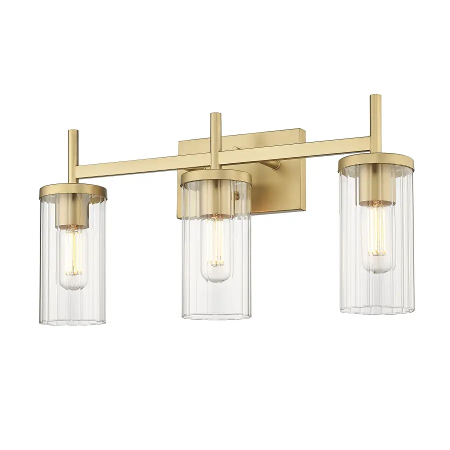 Sophisticated Vanity Light with Luxurious Brushed Brass Finish - Image 1