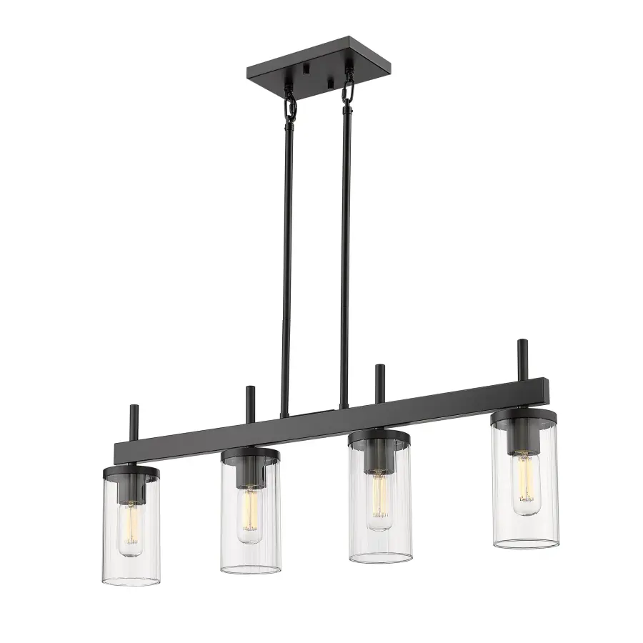 Golden Lighting Winslett 4-Light Island Light in Matte Black - Image 1