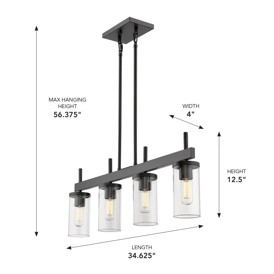 Golden Lighting Winslett 4-Light Island Light in Matte Black - Image 4