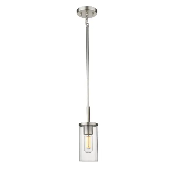 The Winslett pendant combines timeless pewter finish with textured ribbed glass for soft, inviting illumination. Its convertible design allows installation as pendant or semi-flush mount with adjustable height, making it ideal for various ceiling heights and room sizes. - alternate view