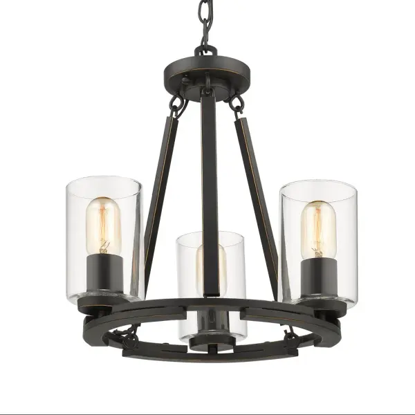 Monroe 3-Light Chandelier in Matte Black with Clear Glass - Image 1