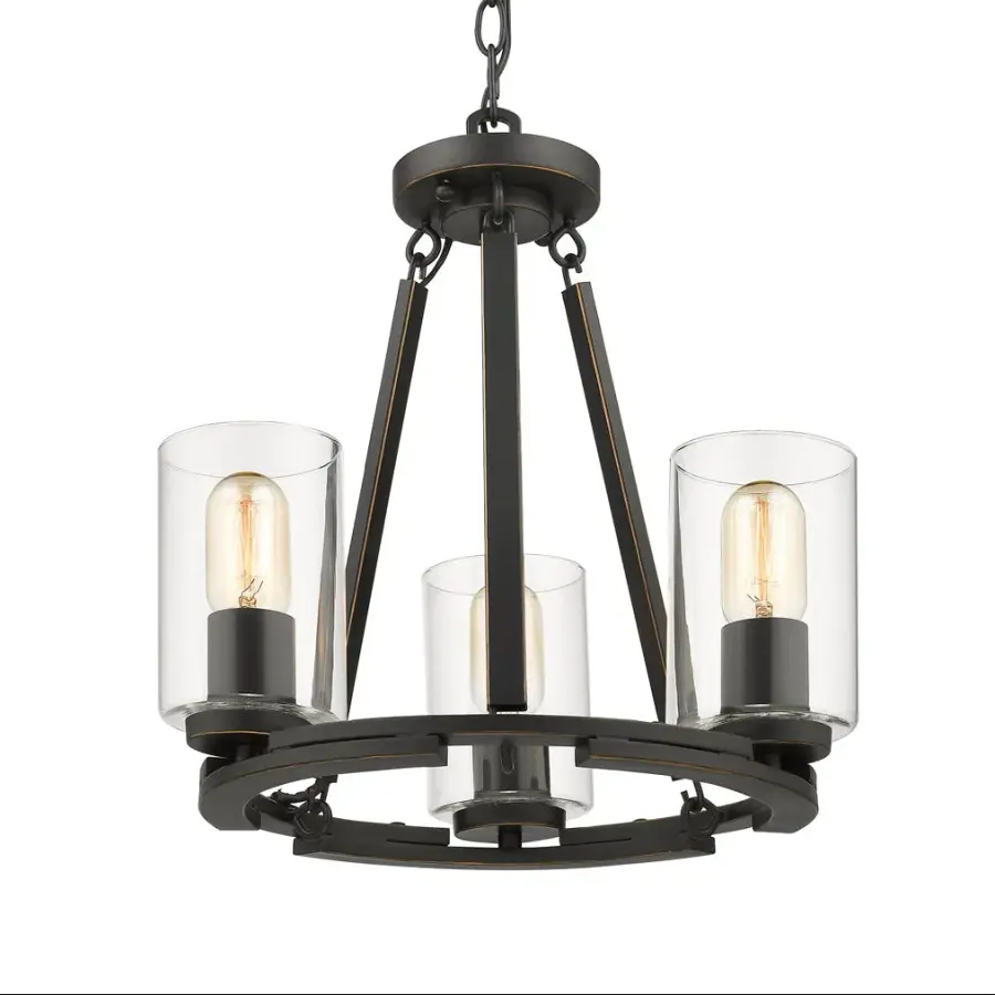 Monroe 3-Light Chandelier in Matte Black with Clear Glass - Image 1