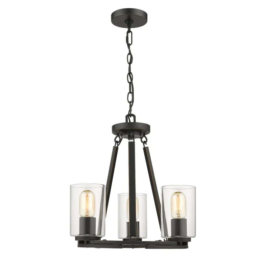 Monroe 3-Light Chandelier in Matte Black with Clear Glass - Image 2