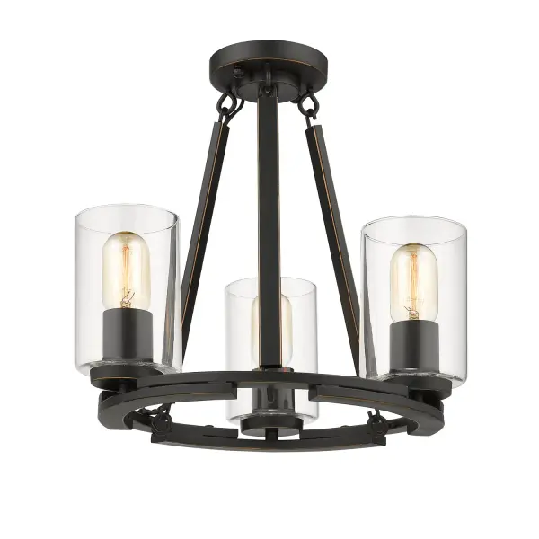 Monroe 3-Light Chandelier in Matte Black with Clear Glass - Image 3