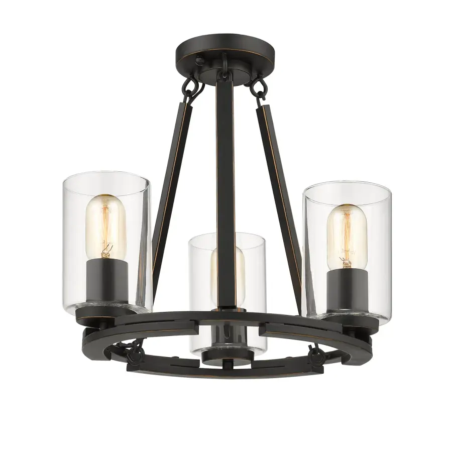 Monroe 3-Light Chandelier in Matte Black with Clear Glass - Image 3
