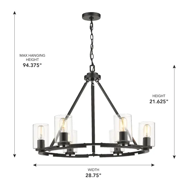Golden Lighting Monroe 6-Light Chandelier in Matte Black - Image 5