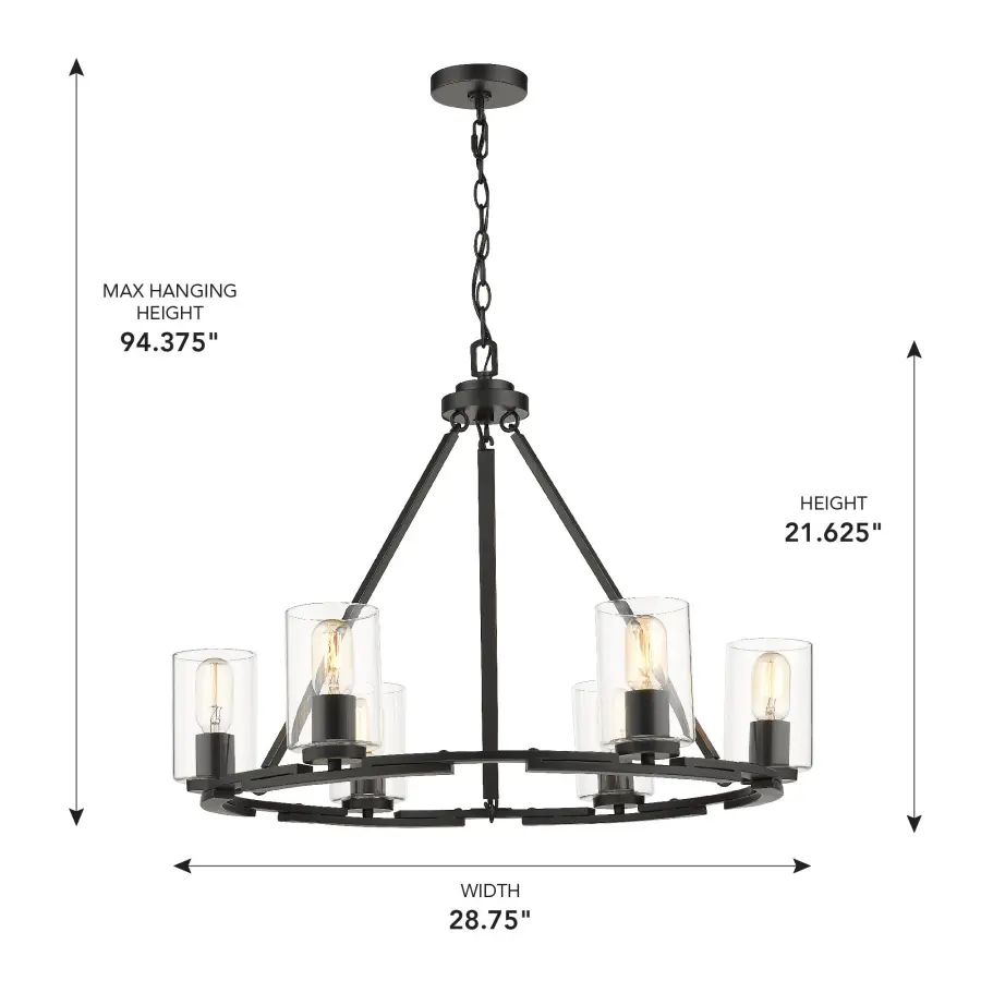 Golden Lighting Monroe 6-Light Chandelier in Matte Black - Image 5