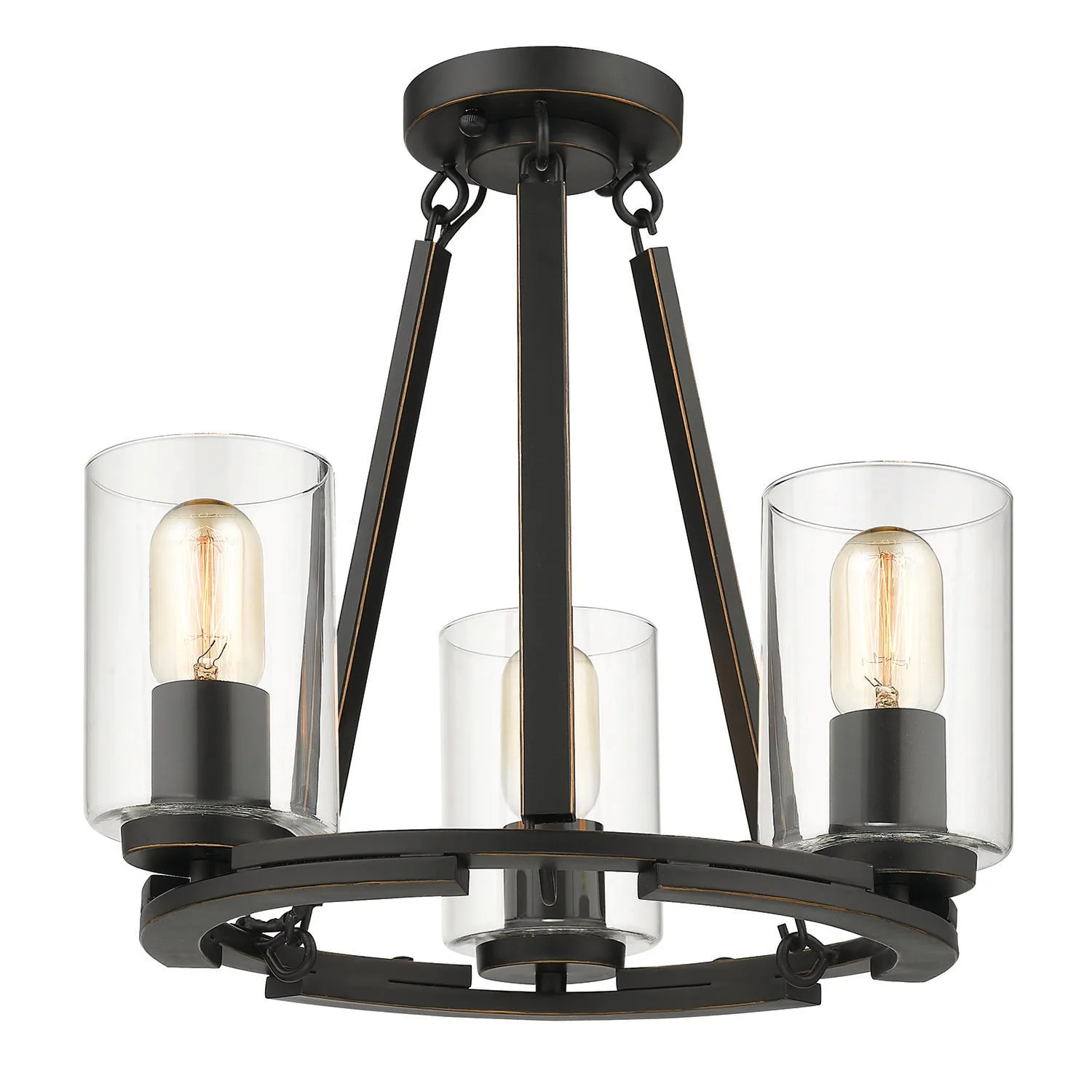 Monroe Three Light Semi-Flush Mount in Matte Black