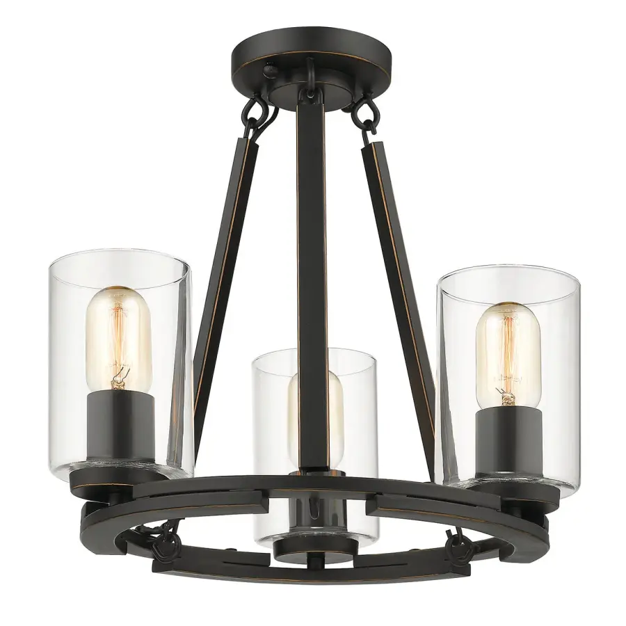Monroe Three Light Semi-Flush Mount in Matte Black - Image 1
