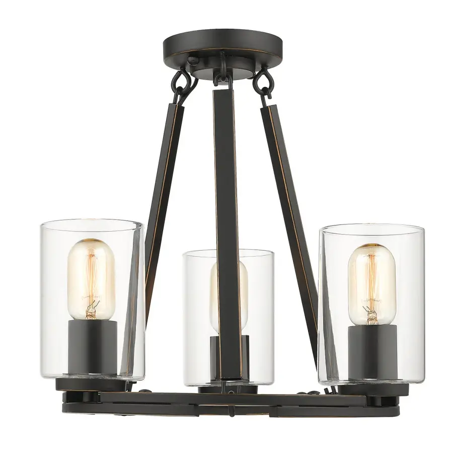 Monroe Three Light Semi-Flush Mount in Matte Black - Image 2