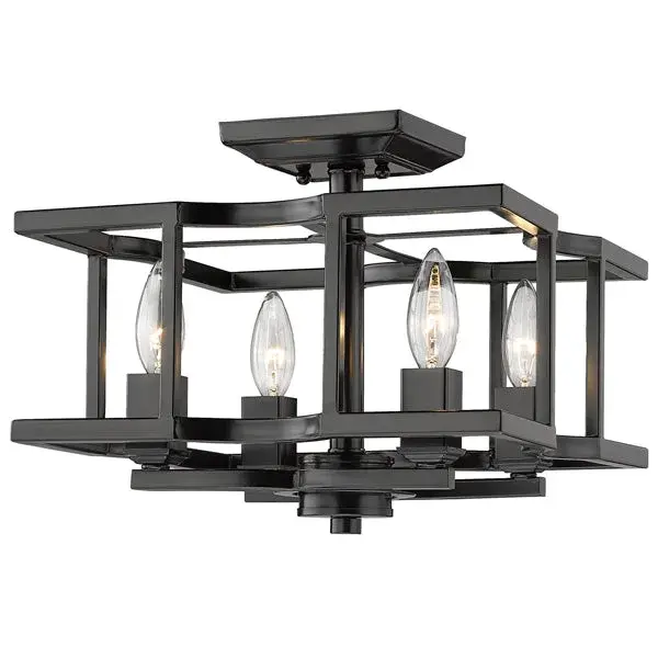 Bellare 4-Light Semi-Flush Mount in Matte Black - Image 1
