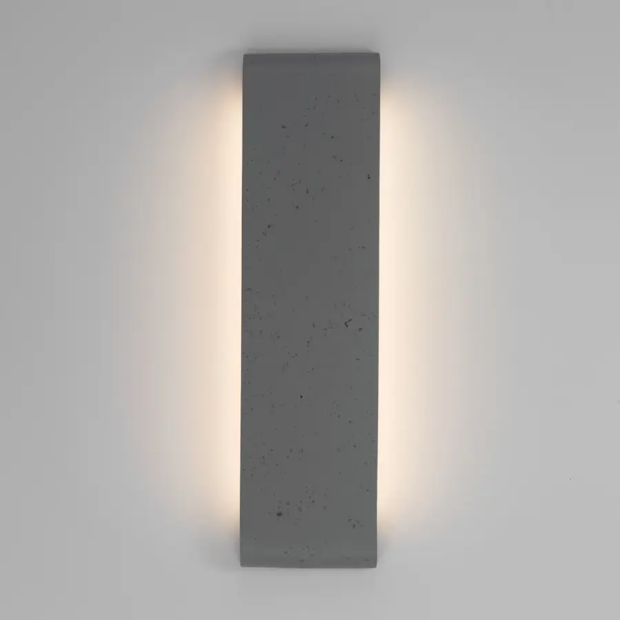 Stela 24" LED Outdoor Wall Sconce in Gray Travertine - Image 1