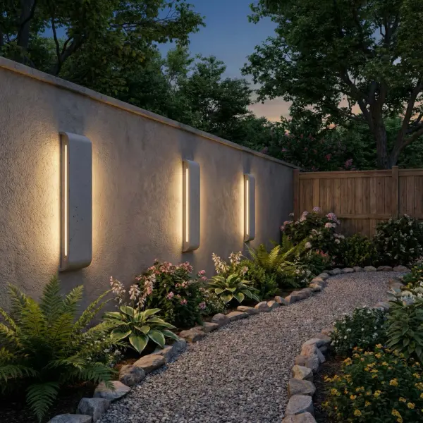 Stela 24" LED Outdoor Wall Sconce in Gray Travertine - Image 8