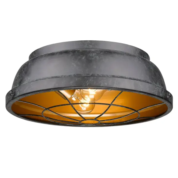 Golden Lighting Bartlett 2-Light Flush Mount in Black Patina - Image 1