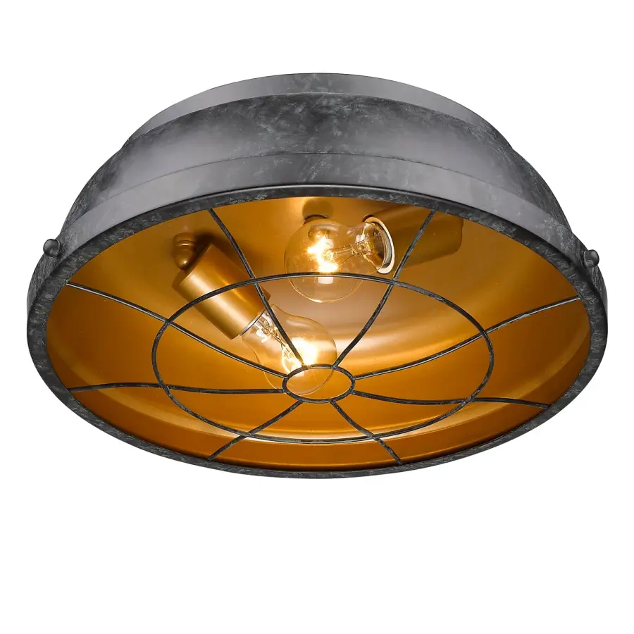 Golden Lighting Bartlett 2-Light Flush Mount in Black Patina - Image 2