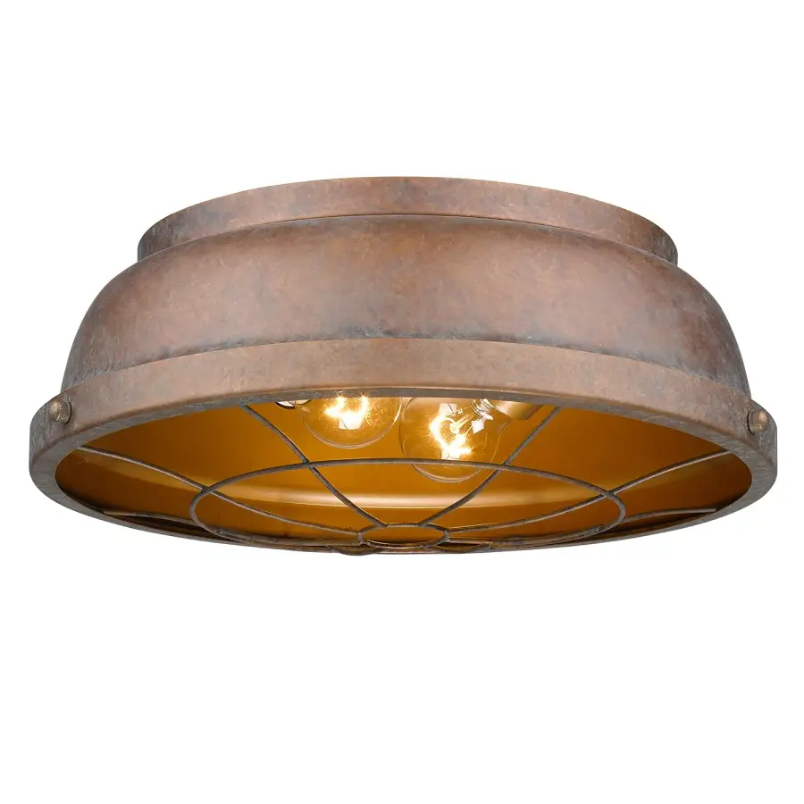 Golden Lighting Bartlett 2-Light Flush Mount in Copper Patina - Image 1