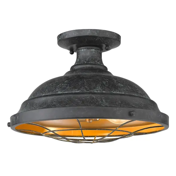 Golden Lighting Bartlett 2-Light Semi-Flush Mount in Black Patina - Image 1