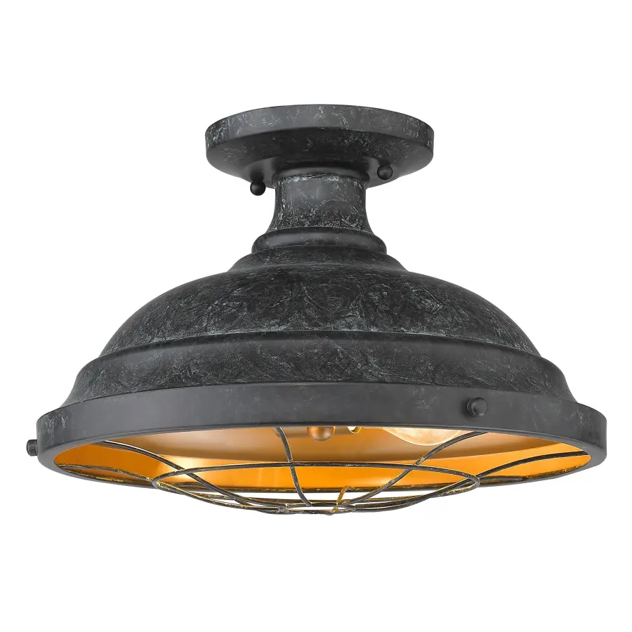 Golden Lighting Bartlett 2-Light Semi-Flush Mount in Black Patina - Image 1