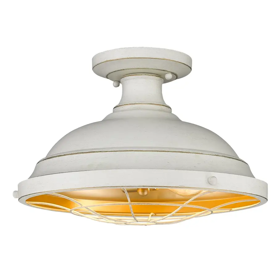Golden Lighting Bartlett 2-Light Semi-Flush Mount in French White - Image 1