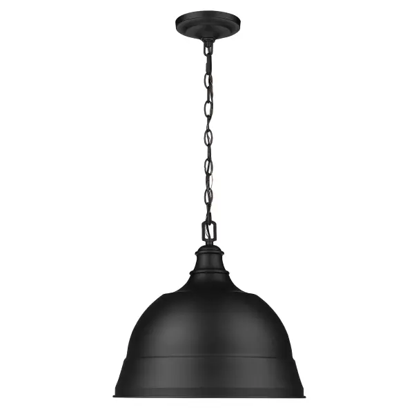 The Golden Lighting Rebel 2-Light Pendant combines farmhouse charm with industrial durability. Its matte black finish and metal construction create a sophisticated focal point for dining and kitchen spaces. - alternate view