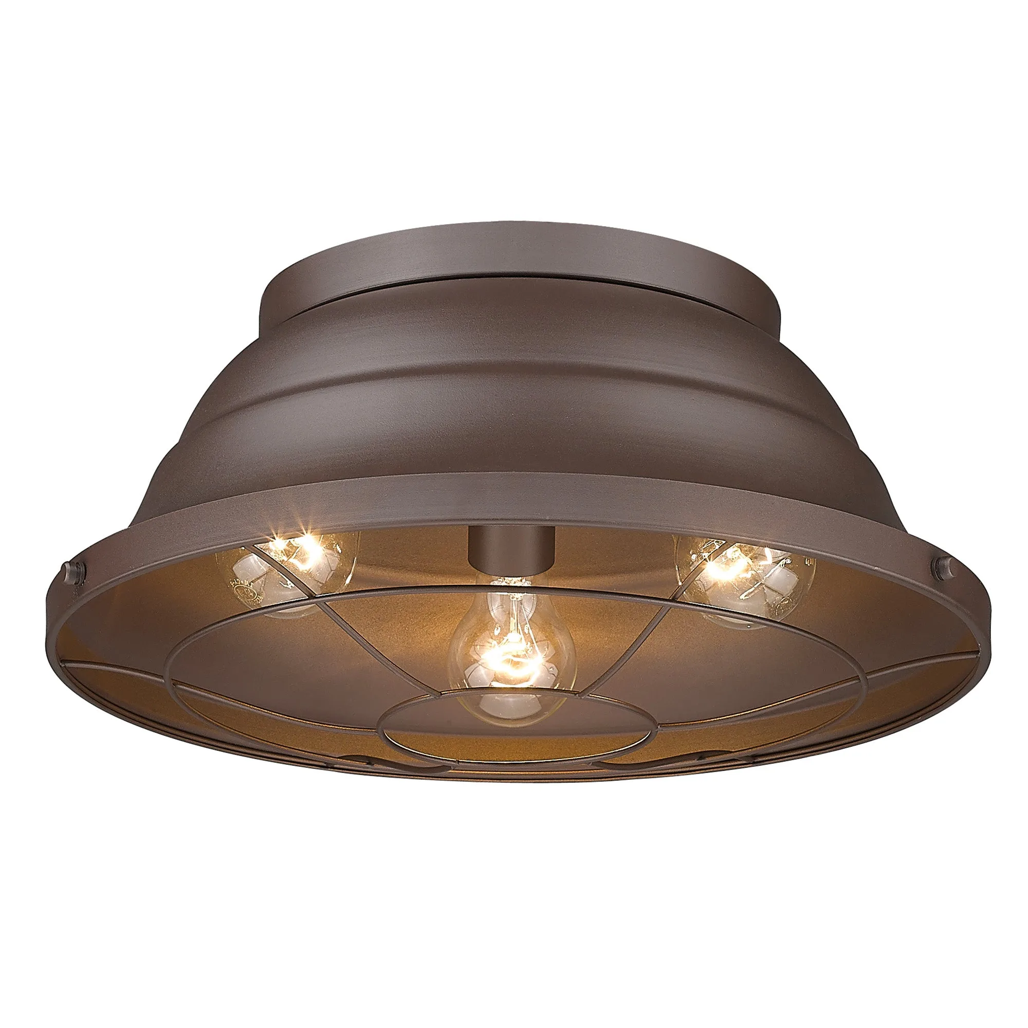Golden Lighting Bartlett 3-Light Outdoor Ceiling Light in Textured Bronze
