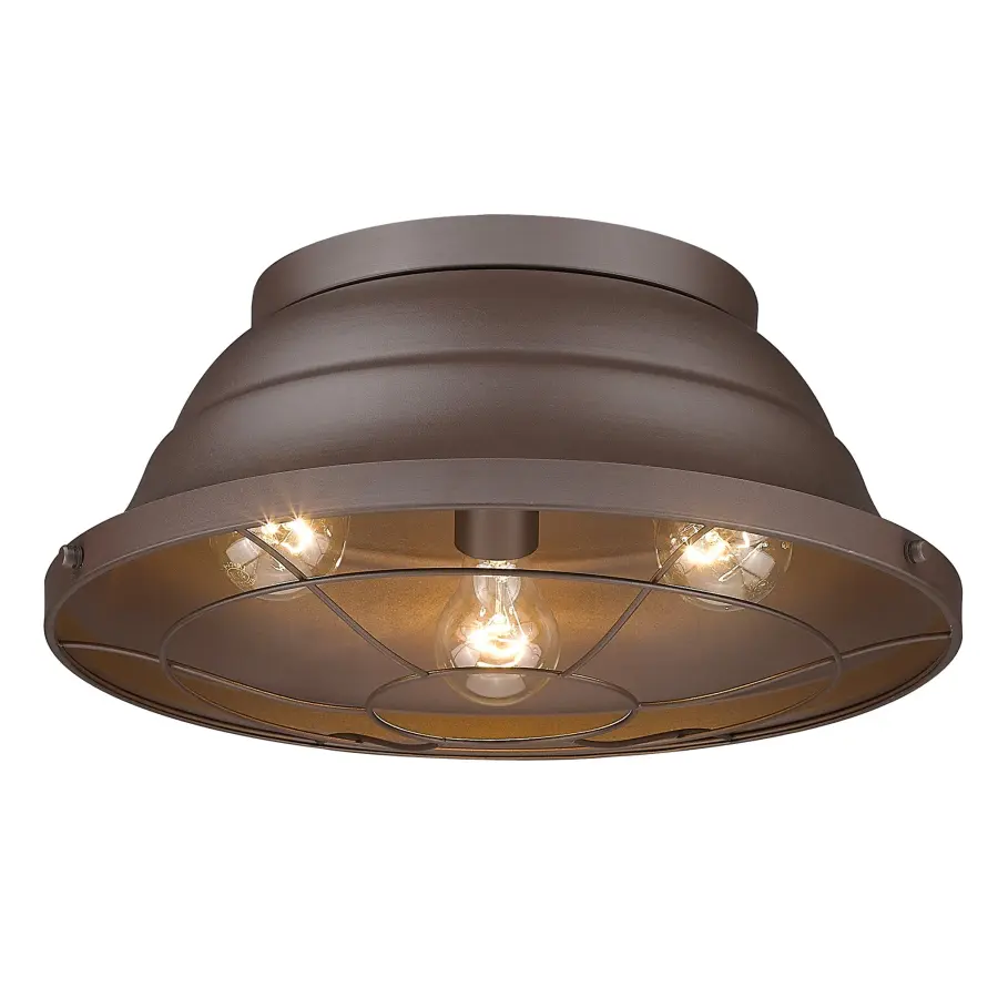 Golden Lighting Bartlett 3-Light Outdoor Ceiling Light in Textured Bronze - Image 1