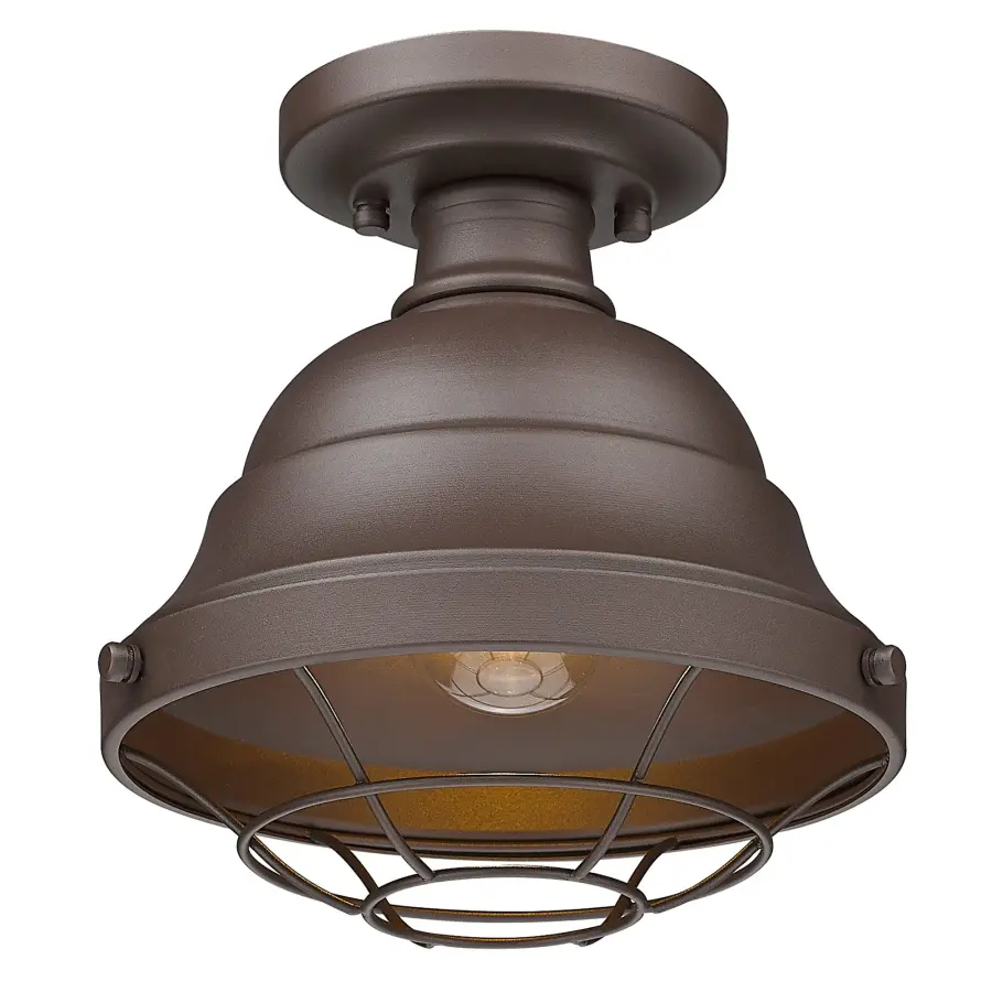 Golden Lighting Bartlett 1-Light Outdoor Ceiling Light in Textured Bronze - Image 1