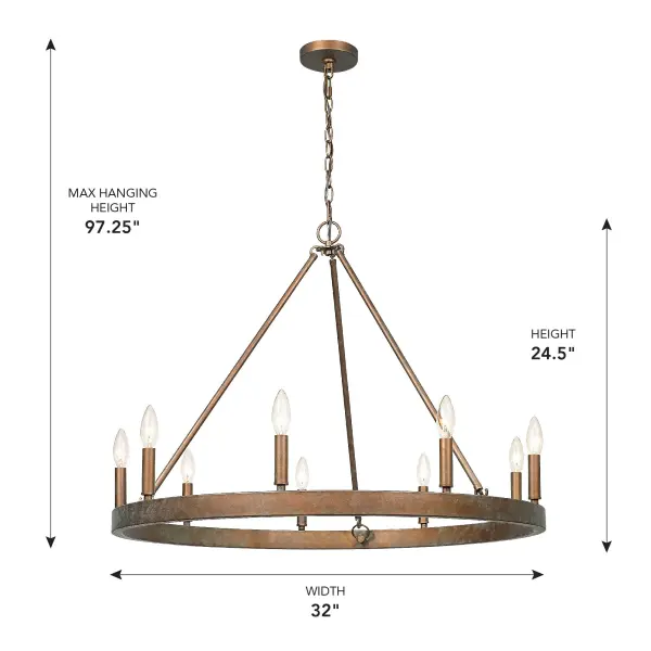 Carraway Nine Light Chandelier in Copper Patina - Image 7