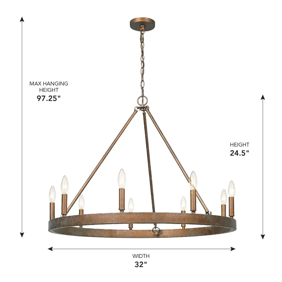 Carraway Nine Light Chandelier in Copper Patina - Image 7