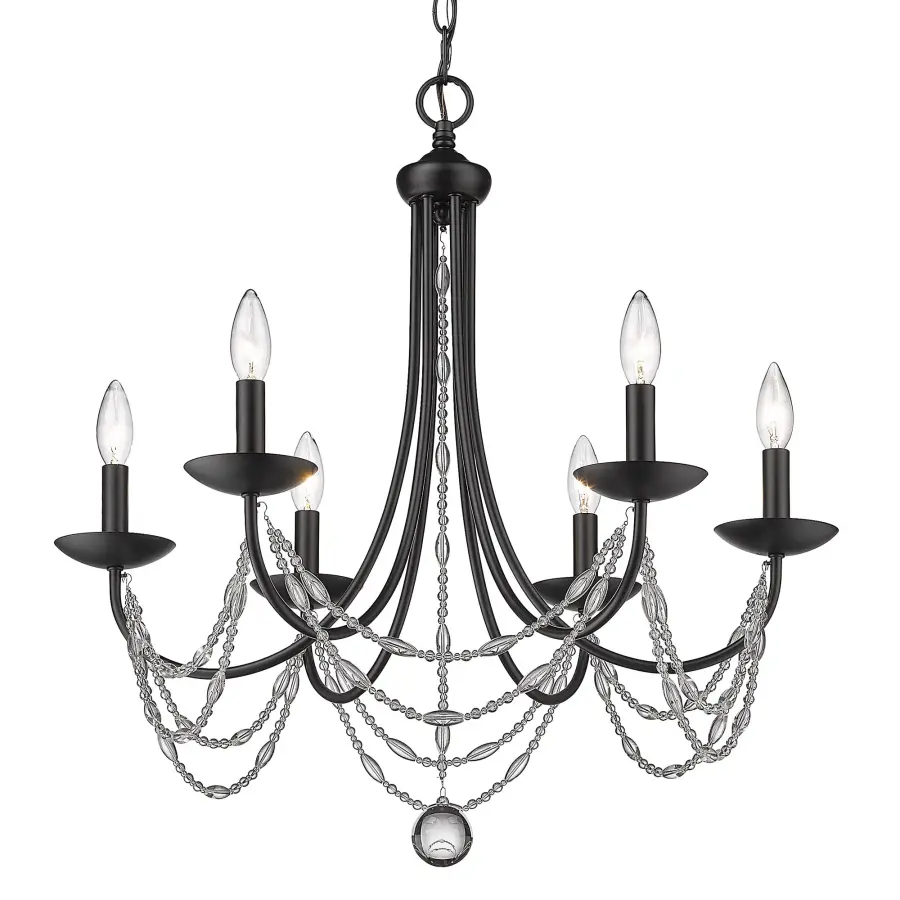 Golden Lighting Mirabella 6-Light Chandelier in Matte Black - Image 1