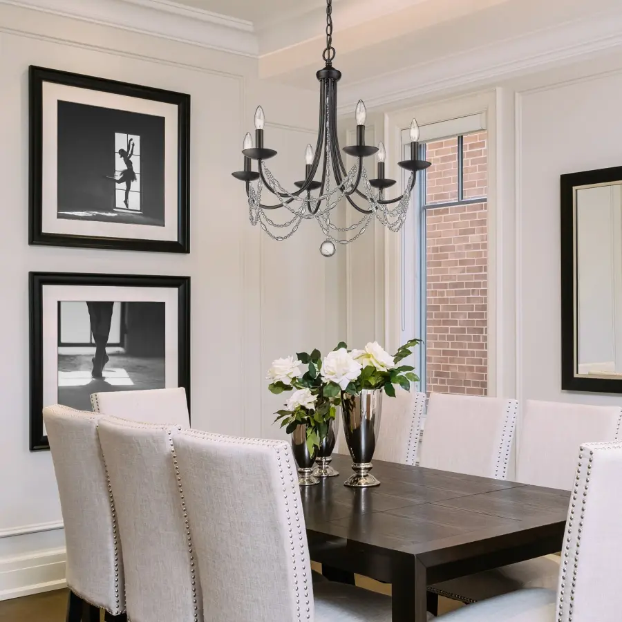 Golden Lighting Mirabella 6-Light Chandelier in Matte Black - Image 2