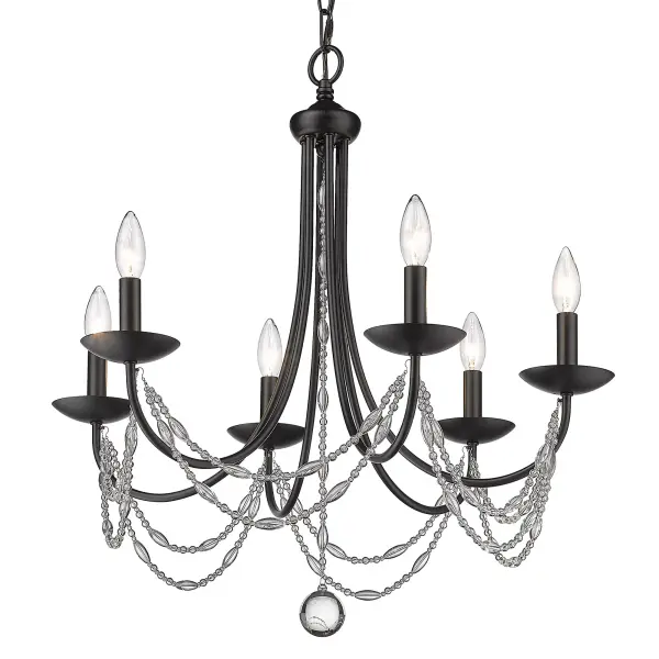 Golden Lighting Mirabella 6-Light Chandelier in Matte Black - Image 3