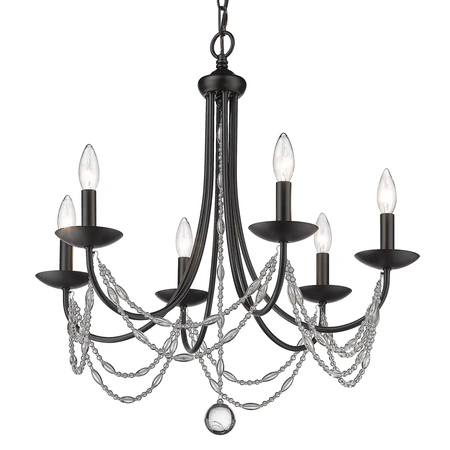 Golden Lighting Mirabella 6-Light Chandelier in Matte Black - Image 3