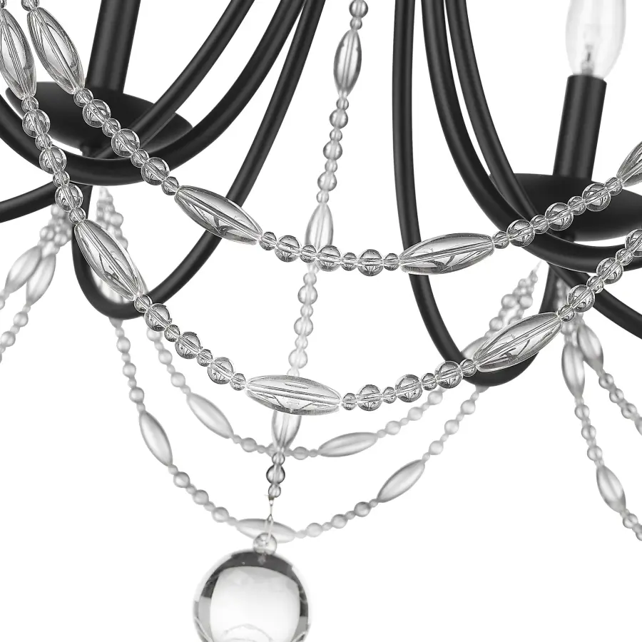 Golden Lighting Mirabella 6-Light Chandelier in Matte Black - Image 4
