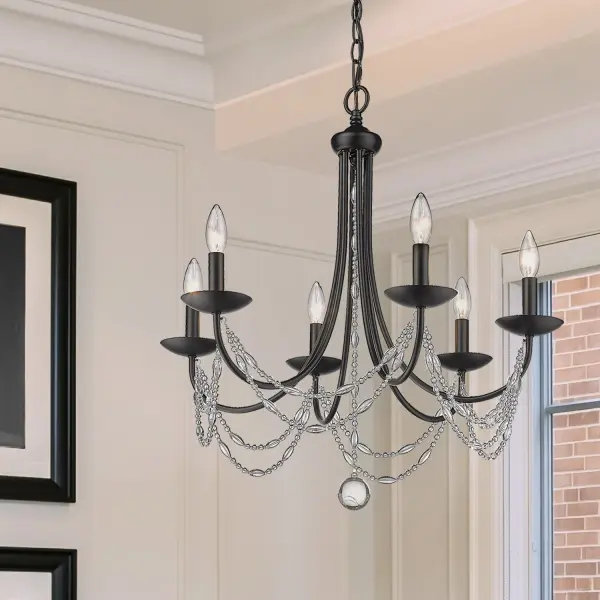 Golden Lighting Mirabella 6-Light Chandelier in Matte Black - Image 6