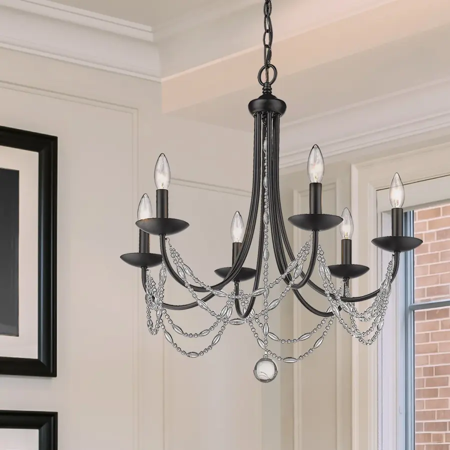 Golden Lighting Mirabella 6-Light Chandelier in Matte Black - Image 6