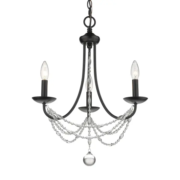Golden Lighting Mirabella 3-Light Chandelier in Matte Black - Image 1
