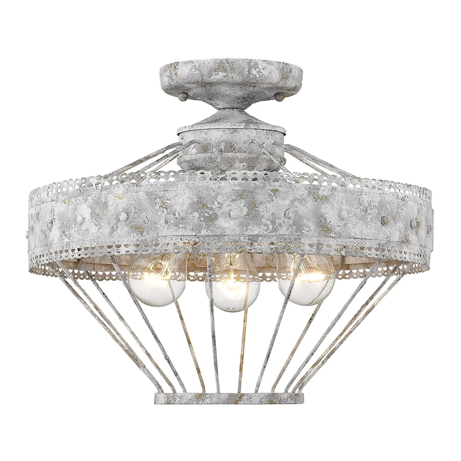 Ferris Three Light Semi-Flush Mount in Oyster