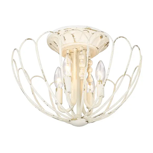 Marguerite Four Light Semi-Flush Mount in Vintage Parisian White - Image 3