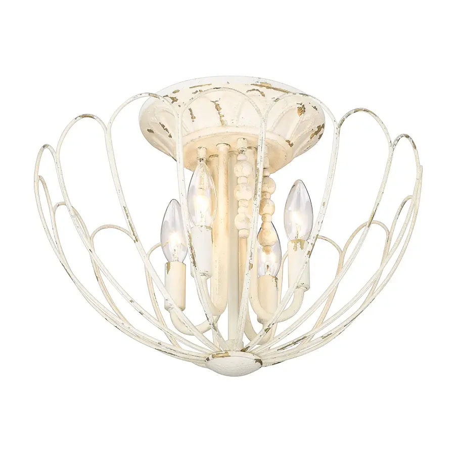 Marguerite Four Light Semi-Flush Mount in Vintage Parisian White - Image 3
