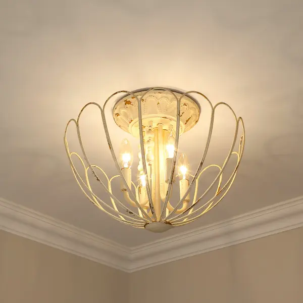 Marguerite Four Light Semi-Flush Mount in Vintage Parisian White - Image 5