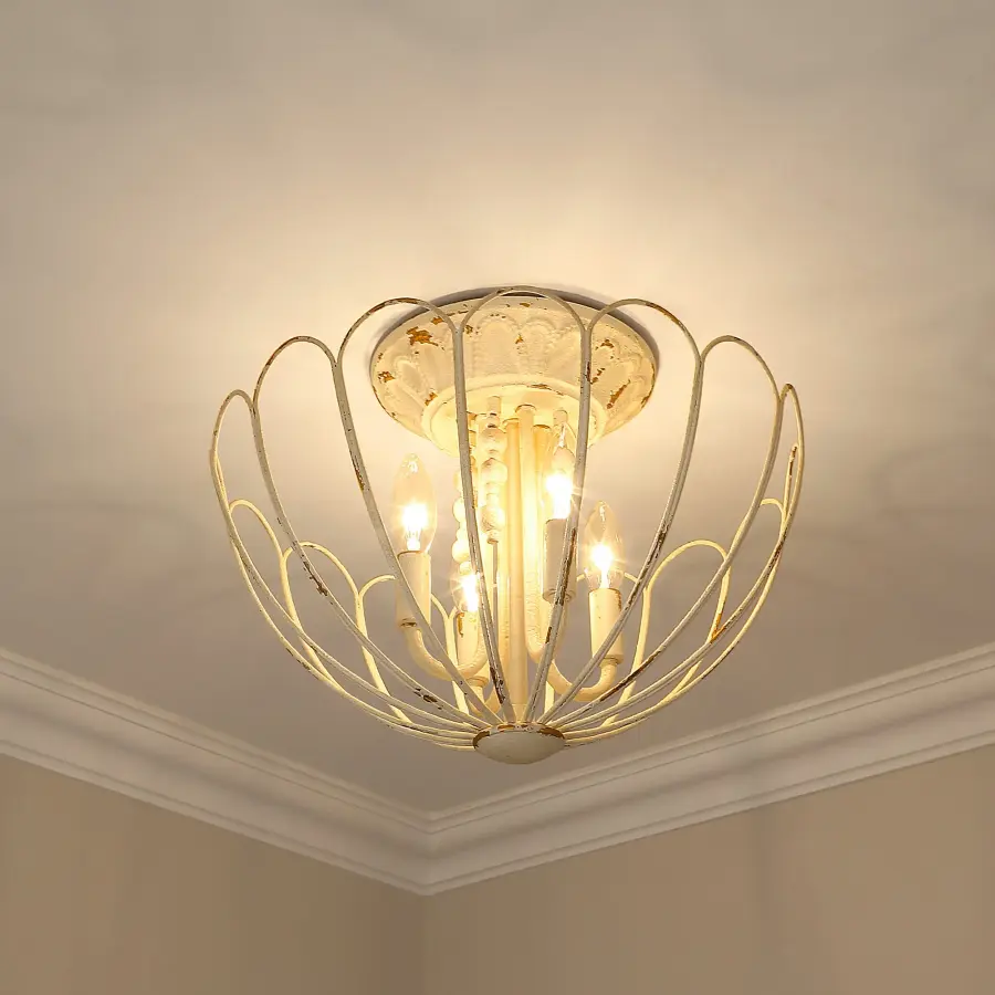 Marguerite Four Light Semi-Flush Mount in Vintage Parisian White - Image 5